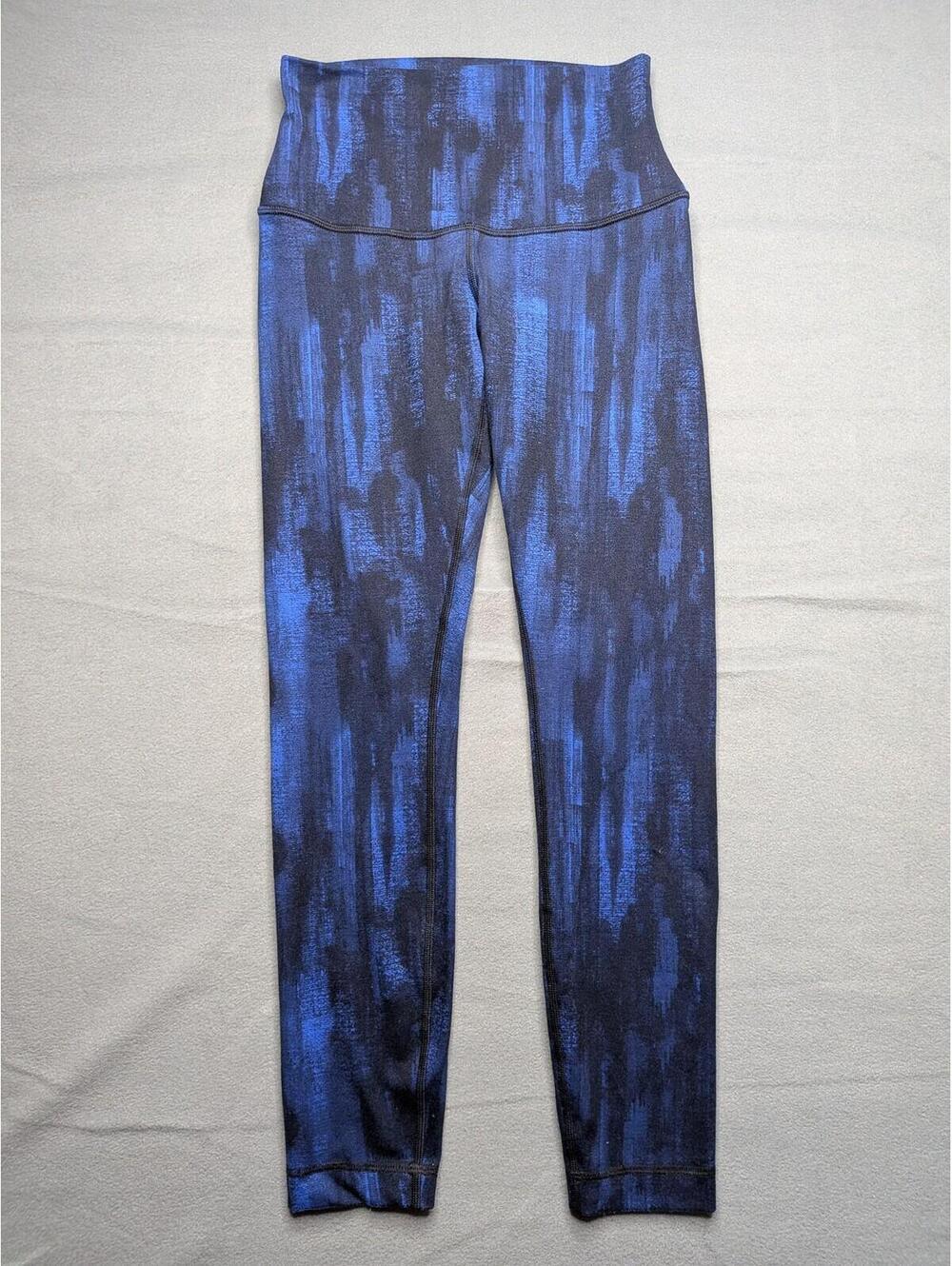 Lululemon Leggings Womens M Blue Tie Dye High Waist Ankle Yoga Gym Workout